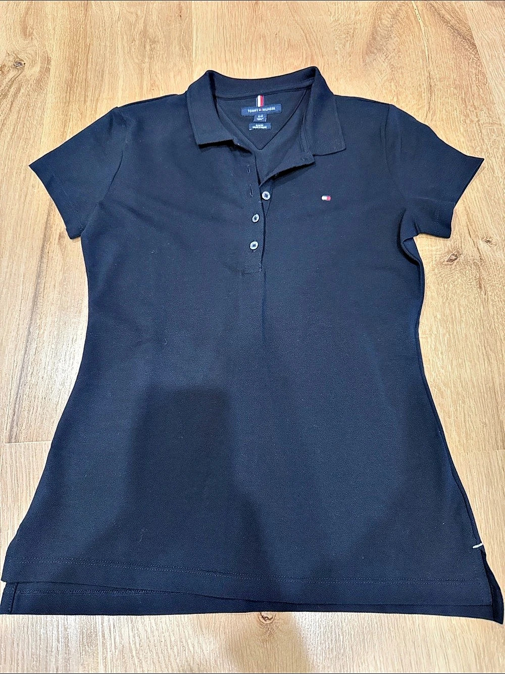 Tommy Hilfiger Slim Fit Polo Shirt Women'Small Black Small